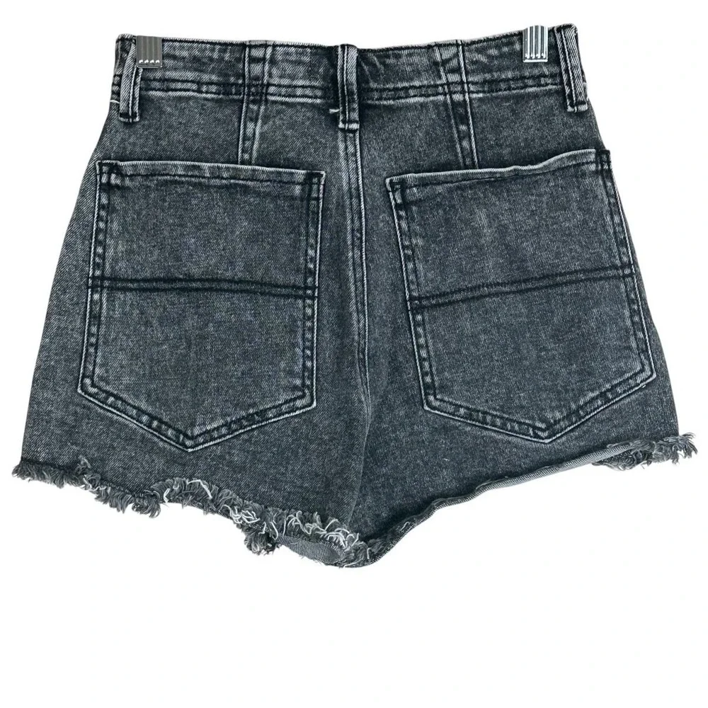 Listicle High Rise Acid Wash Denim Cut Off Shorts Grey Edgy Frayed Hem Size XS